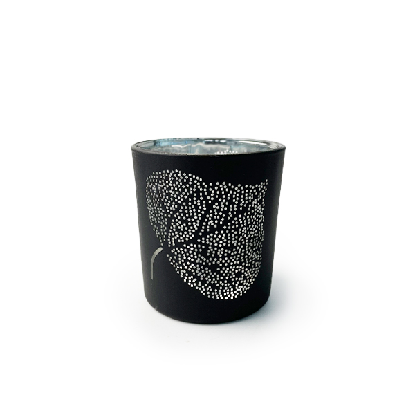 Black Dotted Leaf Candle Jar